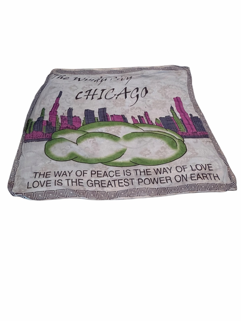Raj Chicago Skyline Graphic Scarf Blue Green Purple NWT